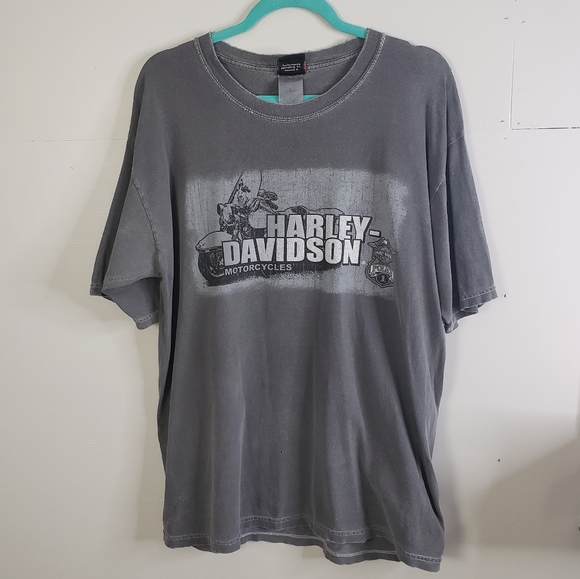 Harley Davidson Motorcycle Oversized Graphic T-Shirt Tee Distressed Destroyed